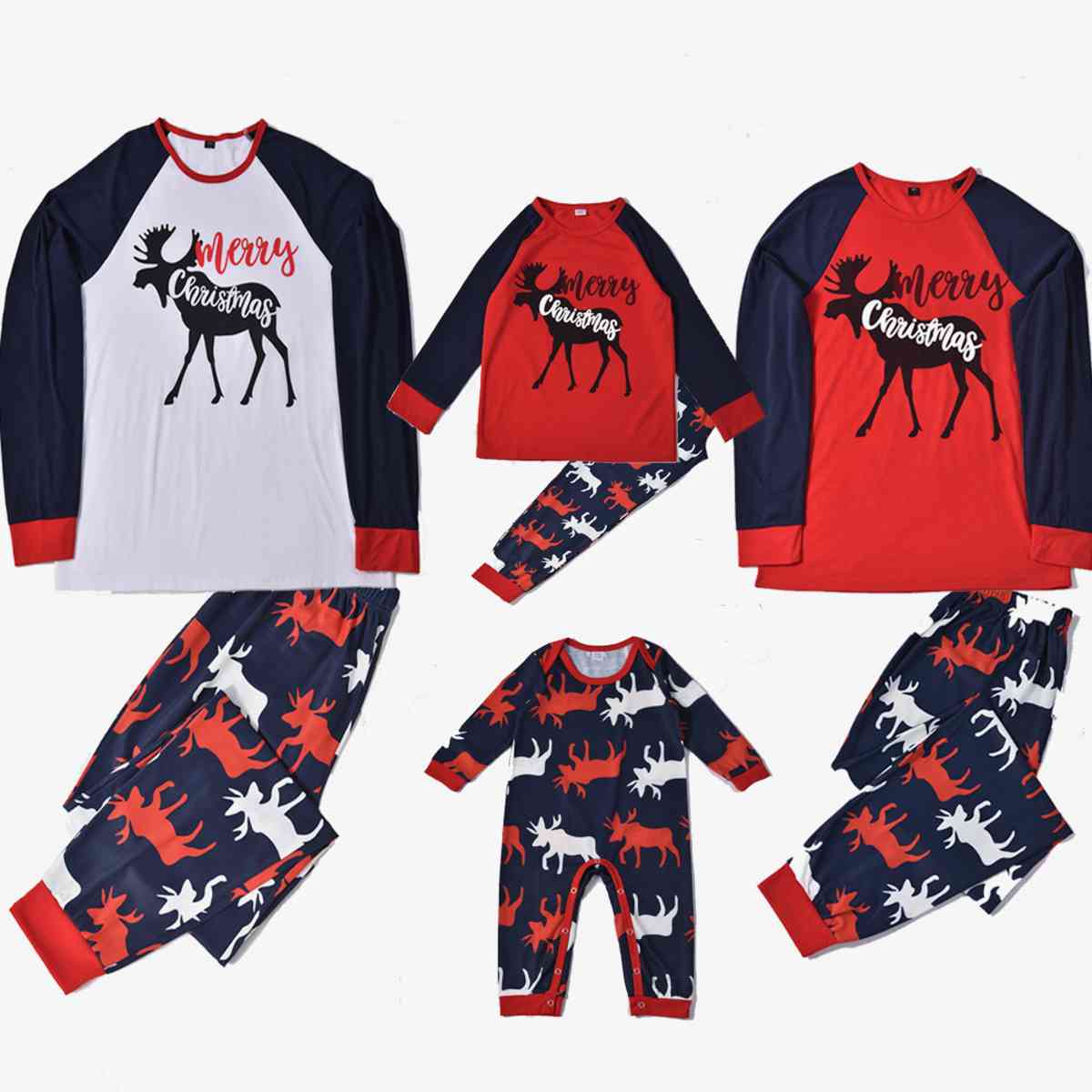 Women MERRY CHRISTMAS Graphic Top and Reindeer Pants Set - NawdeX