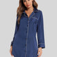 Button Up Lapel Collar Night Dress with Pocket - NawdeX