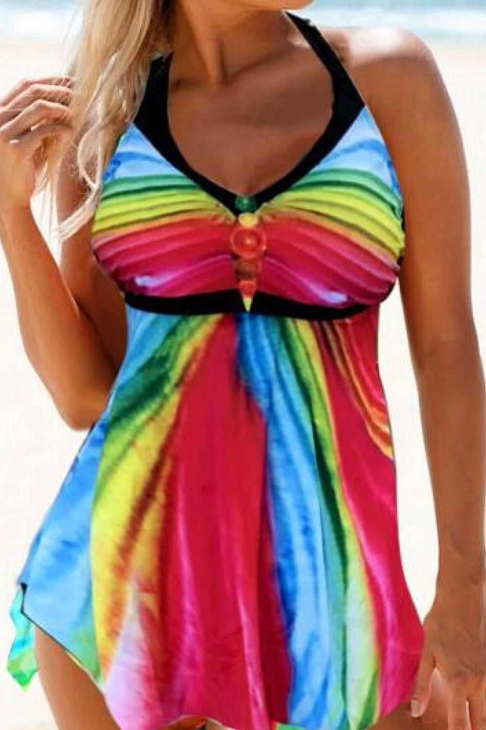 Multicolored Halter Neck Two-Piece Swimsuit - NawdeX