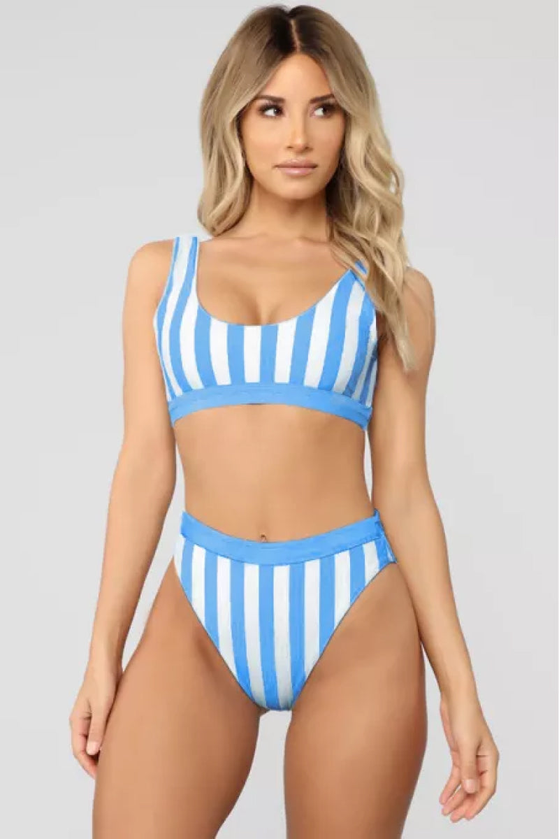 Striped Tank High Waist Bikini - NawdeX