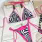 Zebra Print Halter Neck Tie Side Bikini Set - NawdeX