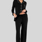 Collared Neck Long Sleeve Loungewear Set with Pockets - NawdeX