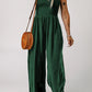 Smocked Square Neck Wide Leg Jumpsuit with Pockets - NawdeX