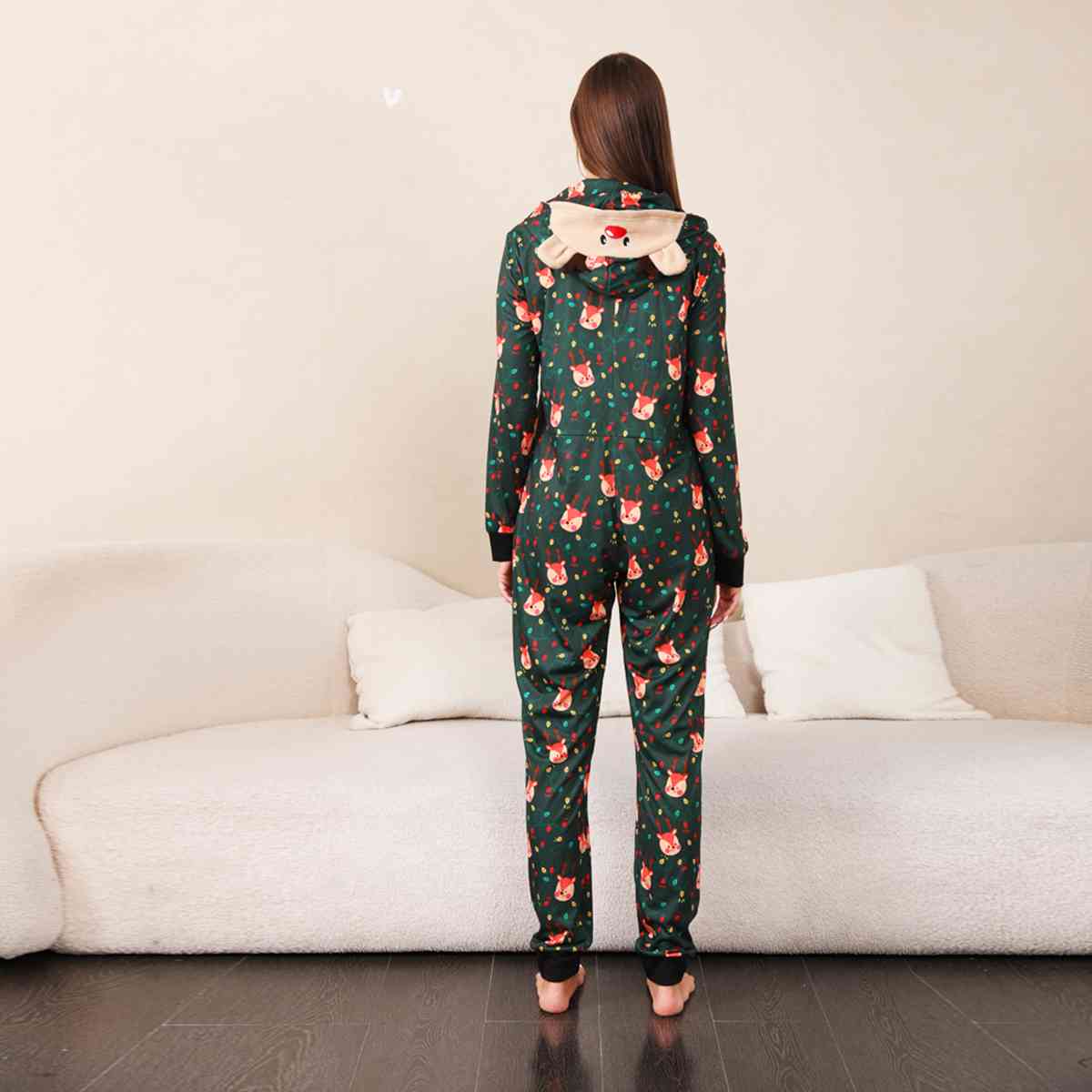 Printed Hooded Long Sleeve Jumpsuit - NawdeX