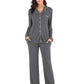 Collared Neck Long Sleeve Loungewear Set with Pockets - NawdeX