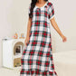 Plaid Lace Trim Ruffle Hem Night Dress - NawdeX