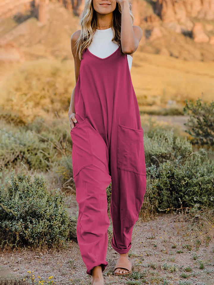 Double Take Full Size Sleeveless V-Neck Pocketed Jumpsuit - NawdeX