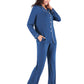 Collared Neck Long Sleeve Loungewear Set with Pockets - NawdeX