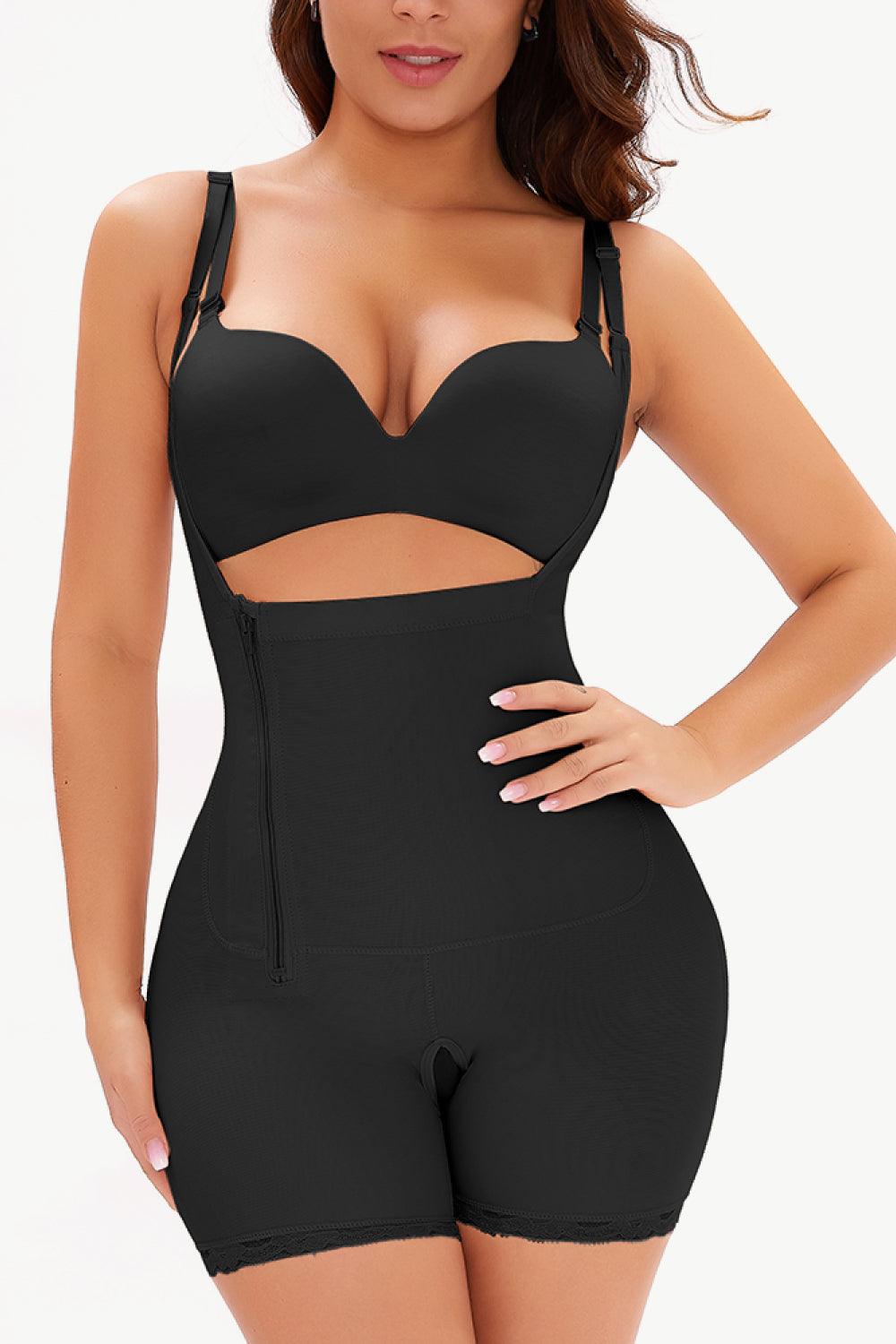 Full Size Side Zipper Under-Bust Shaping Bodysuit - NawdeX