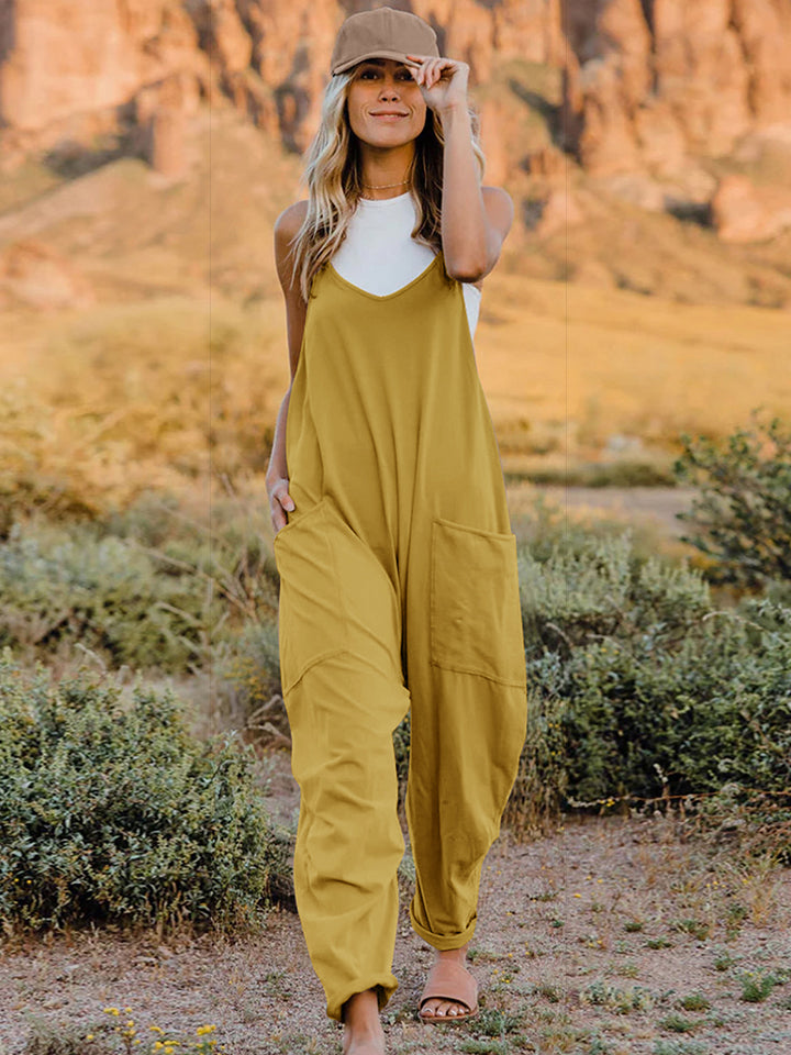 Double Take Full Size Sleeveless V-Neck Pocketed Jumpsuit - NawdeX