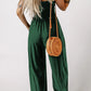 Smocked Square Neck Wide Leg Jumpsuit with Pockets - NawdeX
