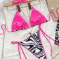 Zebra Print Halter Neck Tie Side Bikini Set - NawdeX