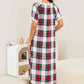 Plaid Lace Trim Ruffle Hem Night Dress - NawdeX