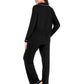Collared Neck Long Sleeve Loungewear Set with Pockets - NawdeX