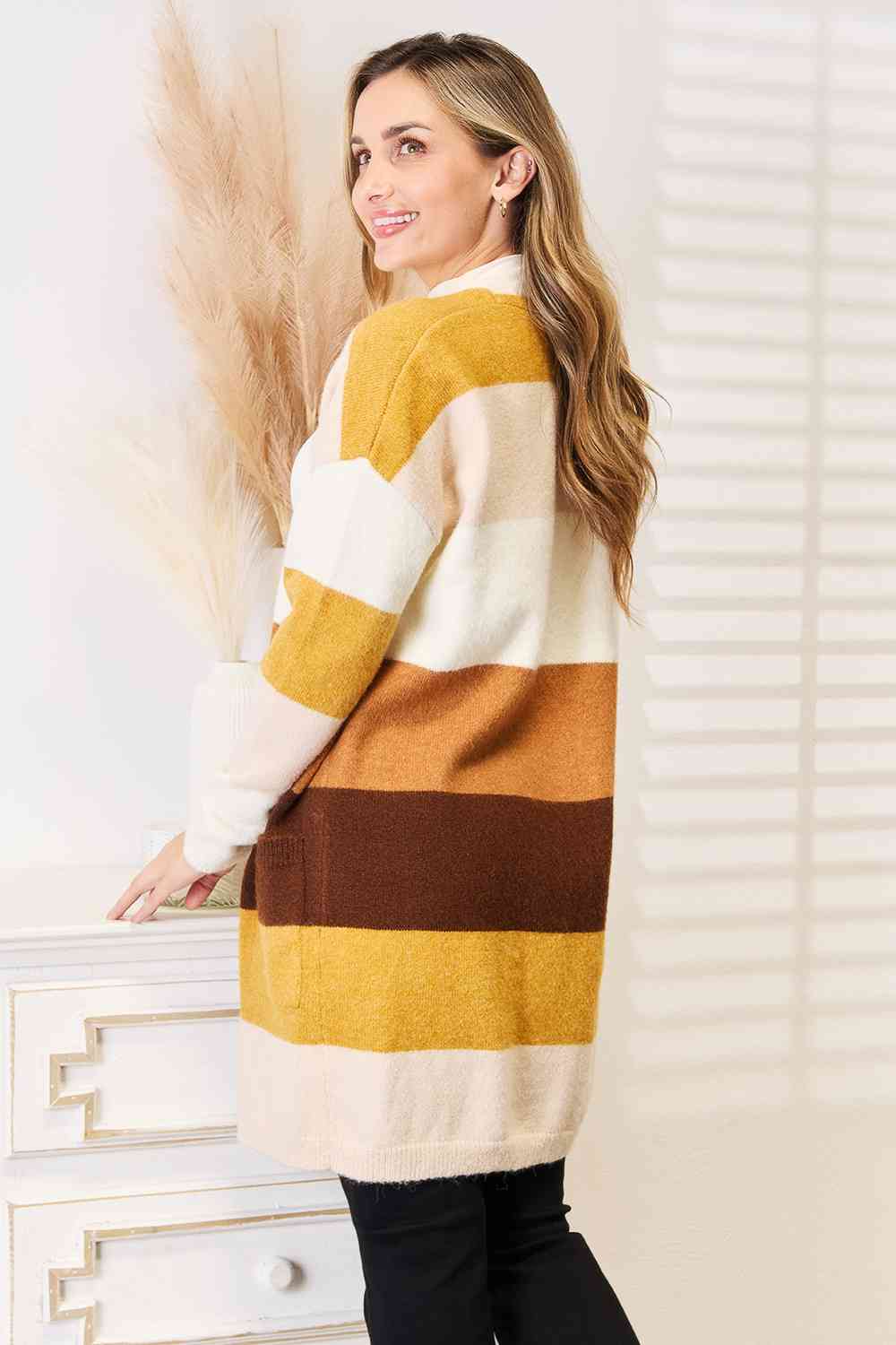 Woven Right Color Block Dropped Shoulder Cardigan - NawdeX