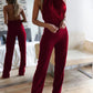 Women's Sexy Temperament Solid Color Halter Neck Backless Slim Jumpsuit - NawdeX