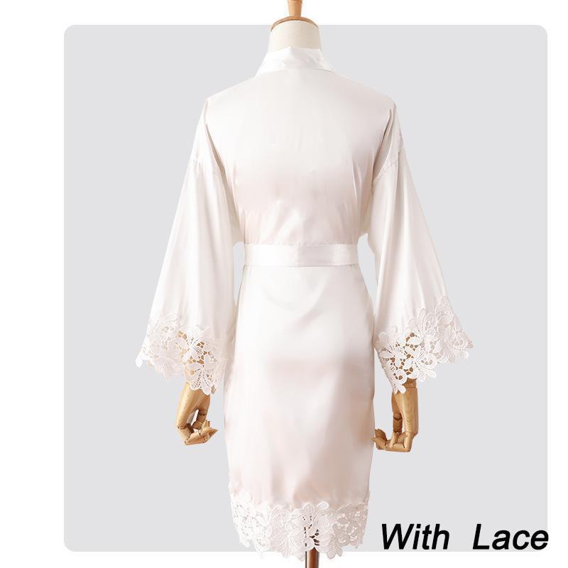 Summer Lace Sleepwear Bride&amp;Bridemaid Wedding Robe Gown Solid Embroidery Kimono Bathrobe Women Casual Home Night Dress M L Xl - NawdeX