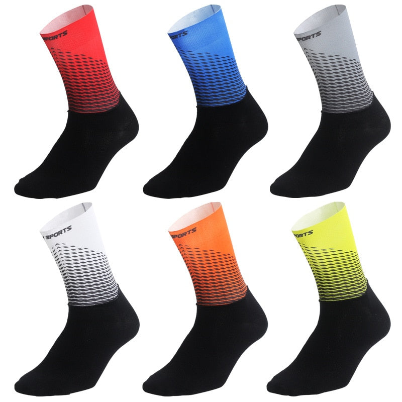 Functional Fabric Cycling Socks Compression Antislip Bike Bicycle Racing Running Breathable Sport Socks for Men and Women - NawdeX