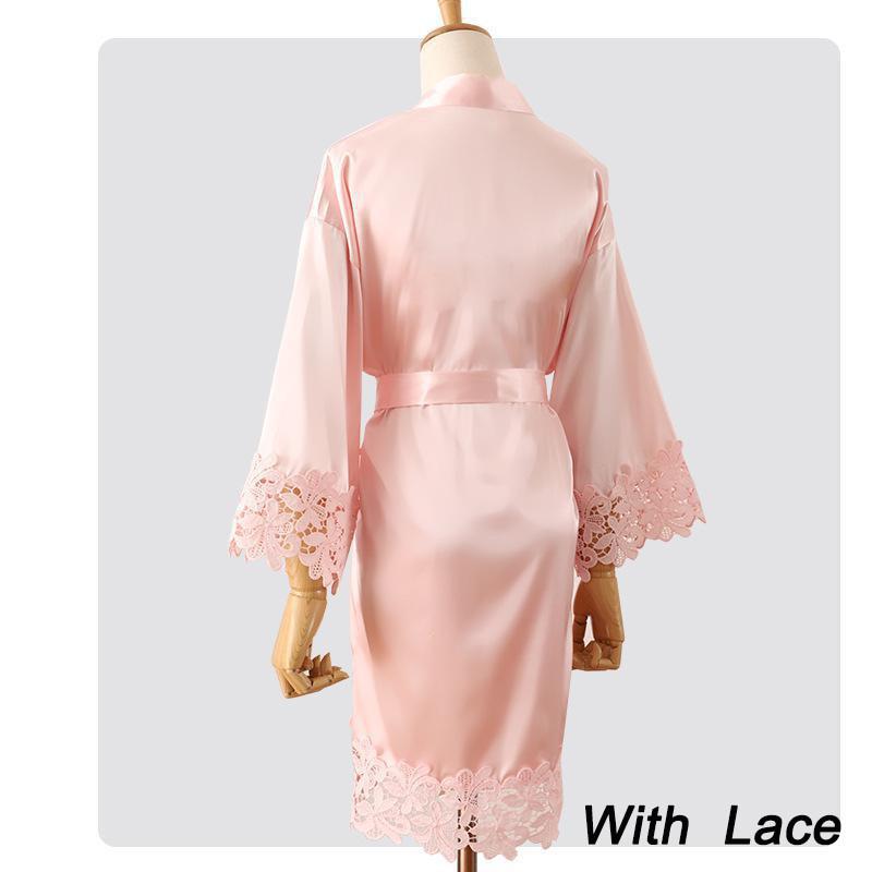 Summer Lace Sleepwear Bride&amp;Bridemaid Wedding Robe Gown Solid Embroidery Kimono Bathrobe Women Casual Home Night Dress M L Xl - NawdeX