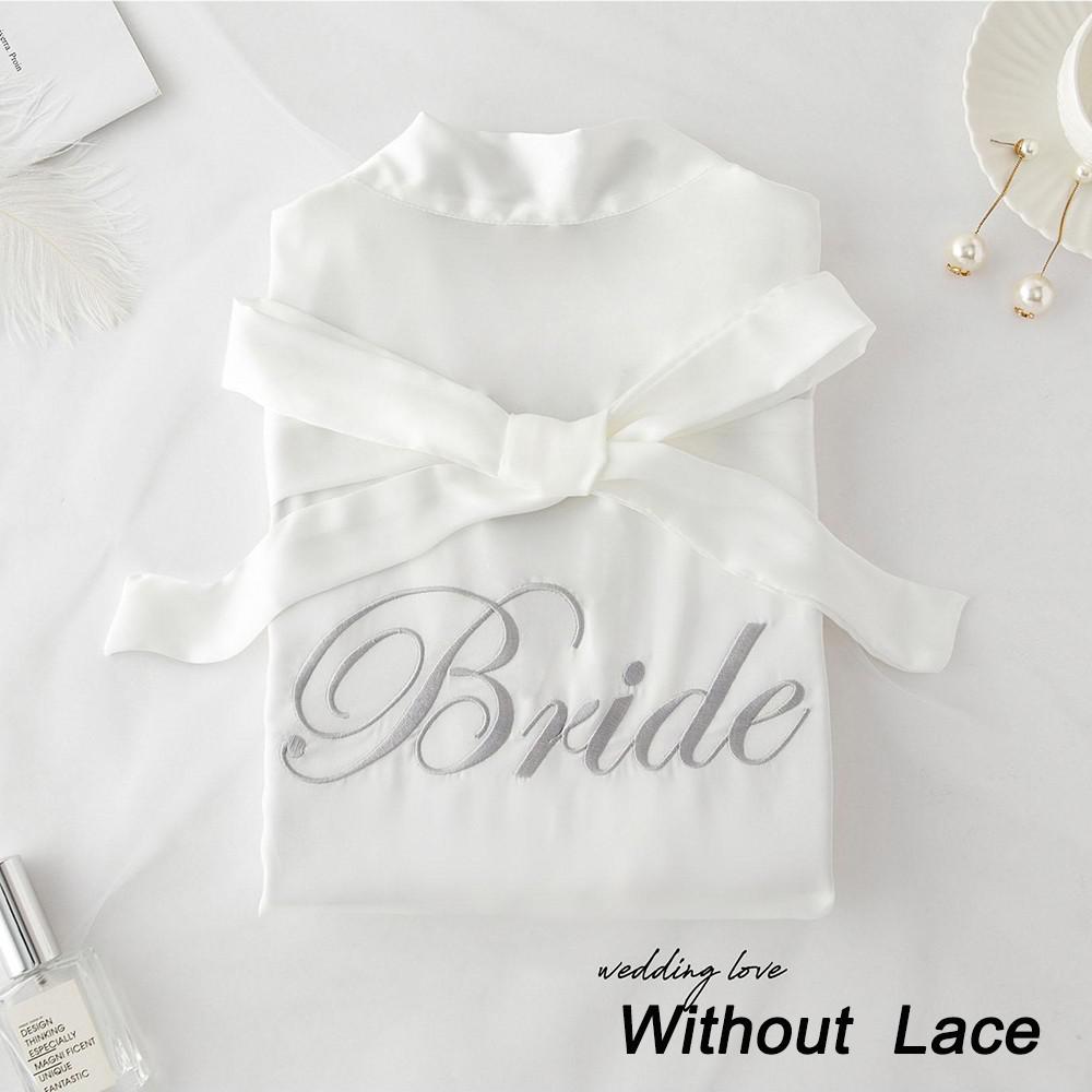 Summer Lace Sleepwear Bride&amp;Bridemaid Wedding Robe Gown Solid Embroidery Kimono Bathrobe Women Casual Home Night Dress M L Xl - NawdeX