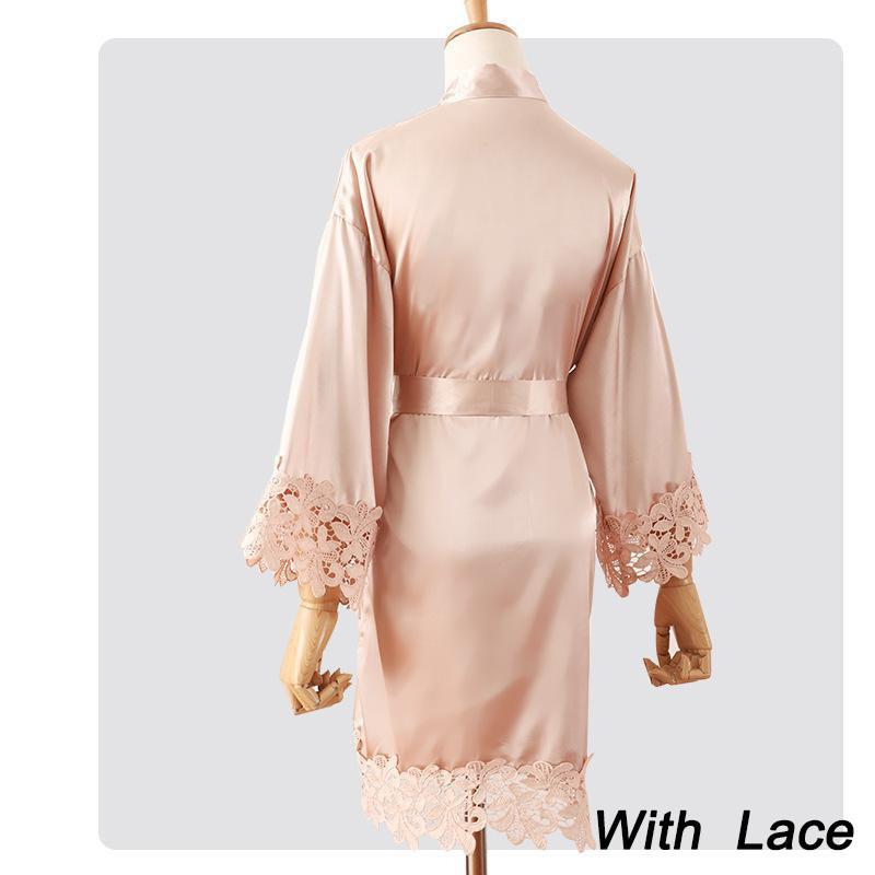 Summer Lace Sleepwear Bride&amp;Bridemaid Wedding Robe Gown Solid Embroidery Kimono Bathrobe Women Casual Home Night Dress M L Xl - NawdeX