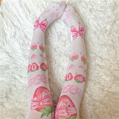 Women Sweet Sexy Thigh High Stockings Autumn 3D Printing Red Strawberry Pink Sweet - NawdeX