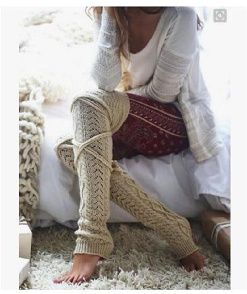 Baddies Winter Long Warm Leg Warmers Knitting Knee High Socks Women Boot Topper Sock Skinny Stockings Girls/Woman - NawdeX