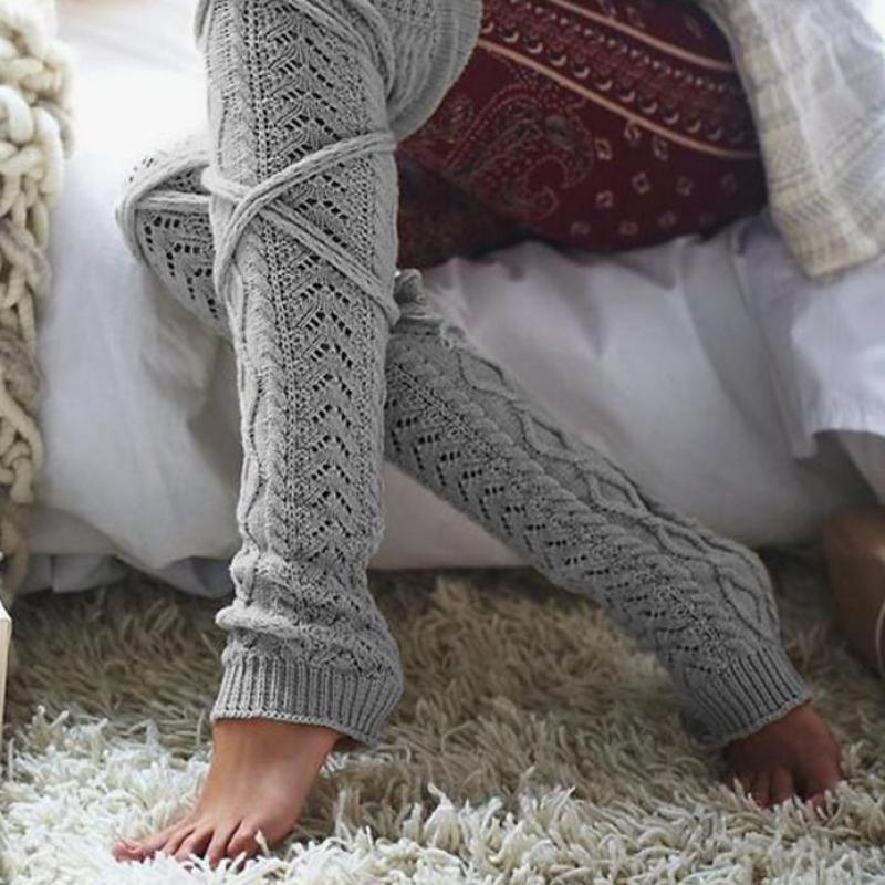 Baddies Winter Long Warm Leg Warmers Knitting Knee High Socks Women Boot Topper Sock Skinny Stockings Girls/Woman - NawdeX