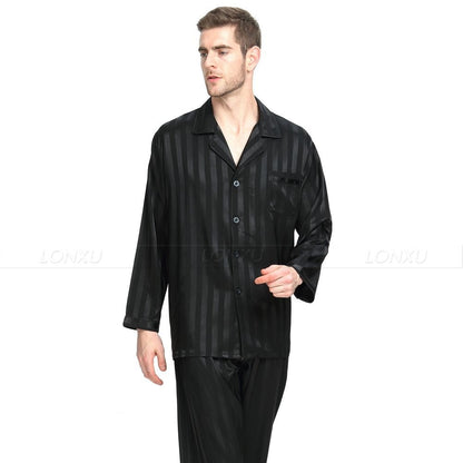 Mens Silk Satin Pajamas Set  Pajama Pyjamas Set  PJS  Sleepwear Set Loungewear  U.S.S,M,L,XL,2XL,3XLL,4XL Plus Striped - NawdeX