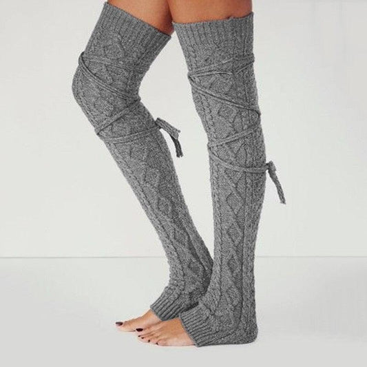 Baddies Winter Long Warm Leg Warmers Knitting Knee High Socks Women Boot Topper Sock Skinny Stockings Girls/Woman - NawdeX