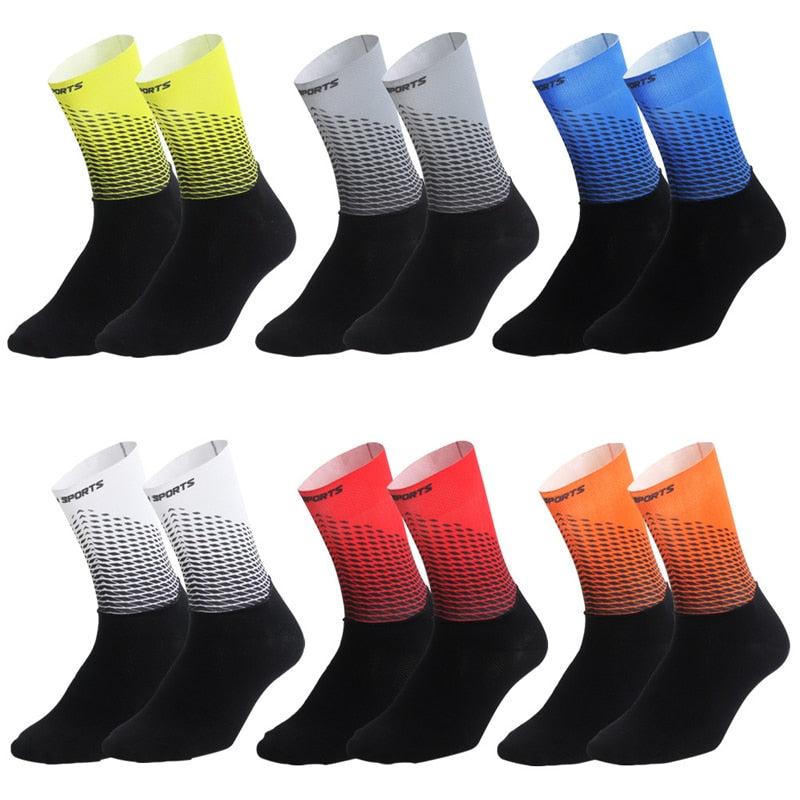 Functional Fabric Cycling Socks Compression Antislip Bike Bicycle Racing Running Breathable Sport Socks for Men and Women - NawdeX