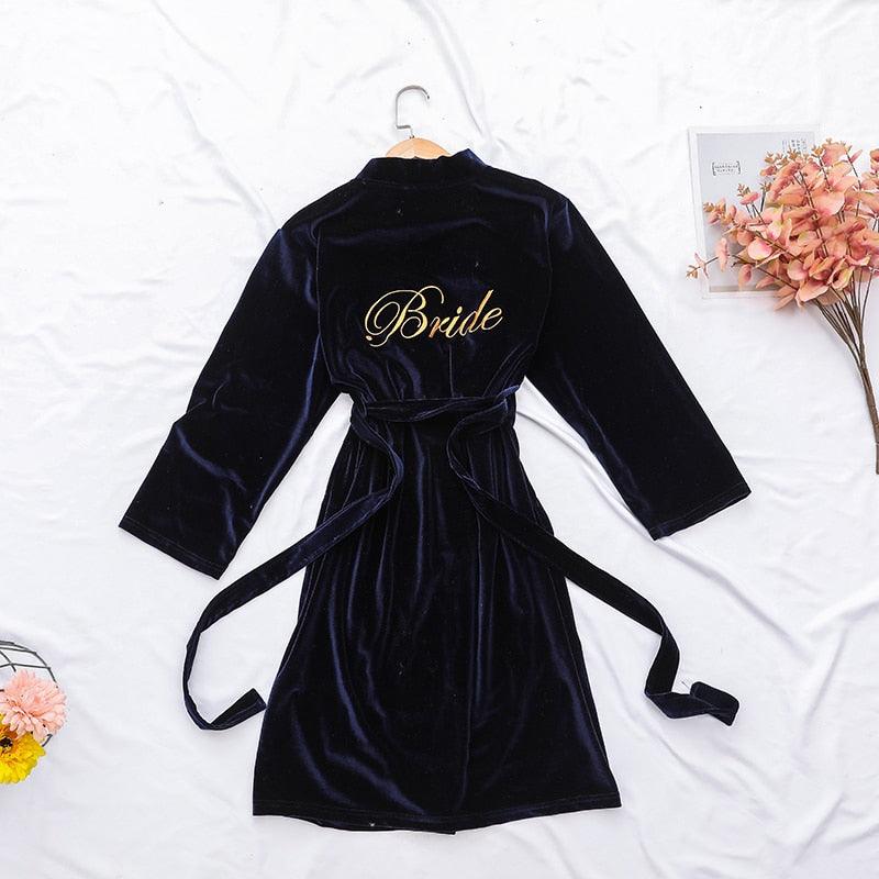 Women Sexy Bride Wedding Robe Sleepwear Velvet Intimate Lingerie Home Clothes Soft Embroidery Nightgown Nightwear Kimono Gown - NawdeX