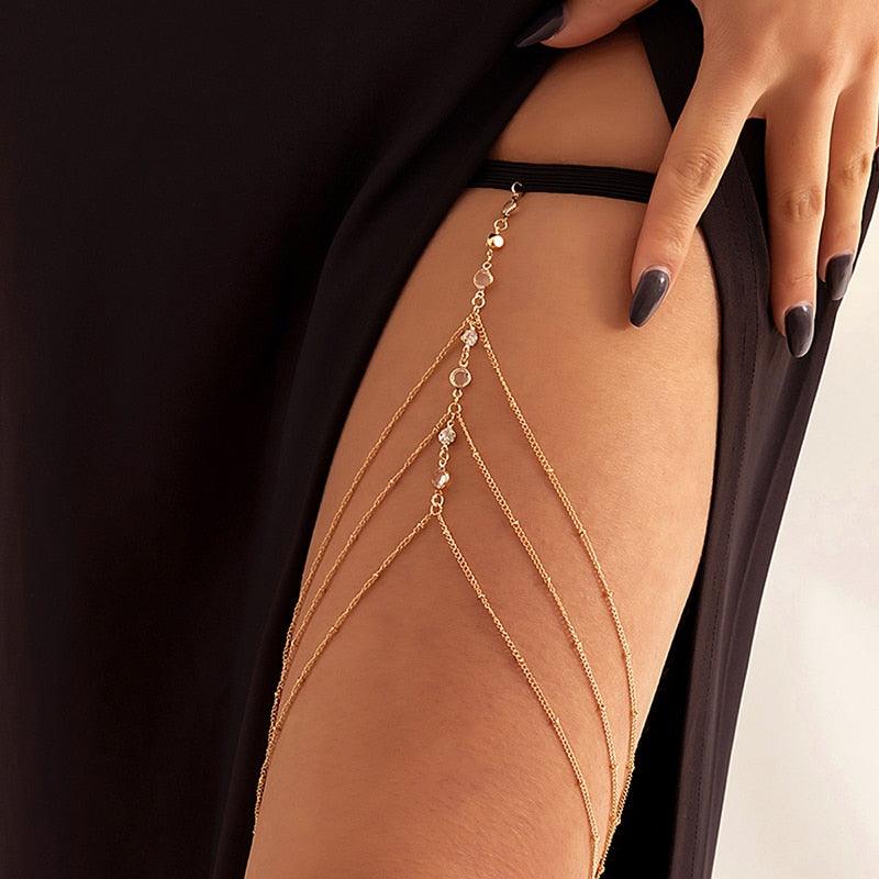 New Bohemian Thigh Chain Simple Star Body Chains for Women Double-layer Metal Bodychain Fashion Thigh Jewelry Leg Chain Women - NawdeX