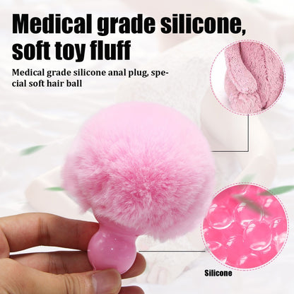 Silicone Anal Plug Plush Rabbit Tail Sex Toy for Women Men Sexy Butt Plug Prostate Massager Tail Anal Plug Erotic Role Play - NawdeX