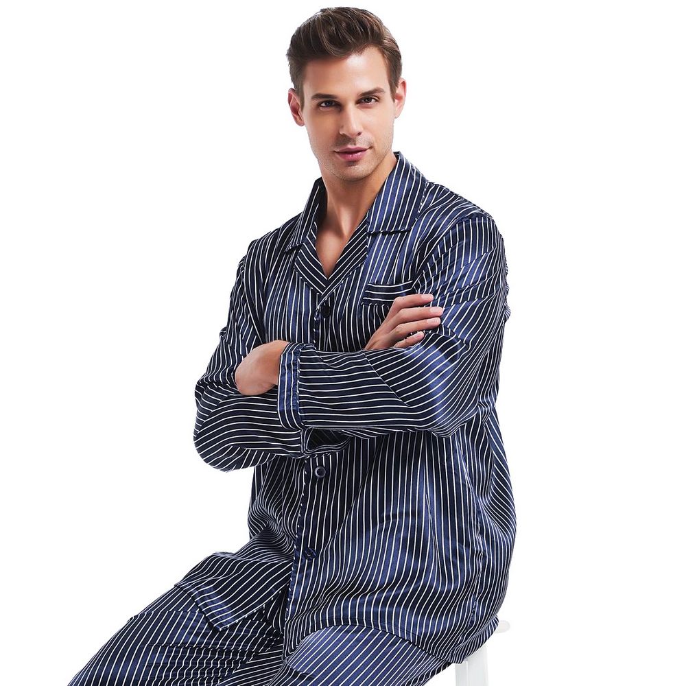 Mens Silk Satin Pajamas Set Sleepwear Set Loungewear - NawdeX