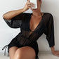 Women's Two-piece Bikini Mesh Sheer Cover-up Caftan Three Pieces - NawdeX
