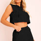 Hooded Crop Top & Pocketed Shorts Set - NawdeX