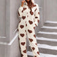 Fuzzy Heart Zip Up Hooded Lounge Jumpsuit - NawdeX