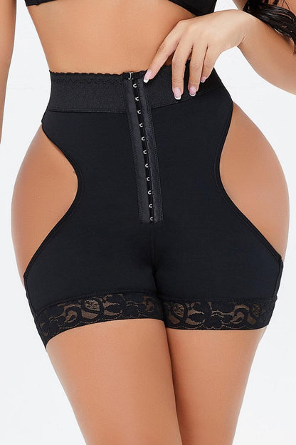 Full Size Cutout Hook-and-Eye Shaping Shorts - NawdeX