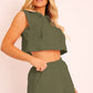 Hooded Crop Top & Pocketed Shorts Set - NawdeX