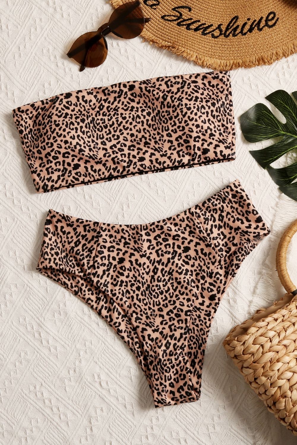 Leopard Swim Tube Top and Swim Bottoms Set - NawdeX