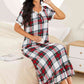 Plaid Lace Trim Ruffle Hem Night Dress - NawdeX