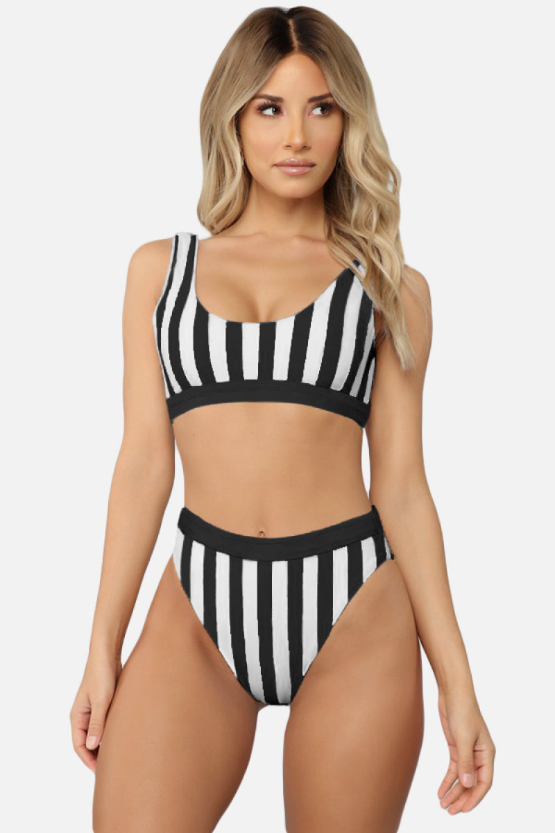 Striped Tank High Waist Bikini - NawdeX