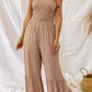 Floral Spaghetti Strap Smocked Wide Leg Jumpsuit - NawdeX