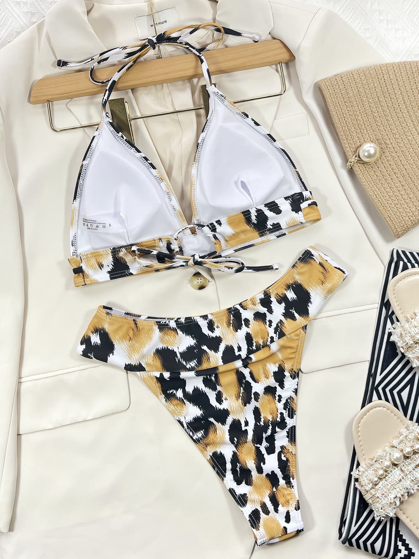 Animal Print Halter Neck Bikini Set - NawdeX