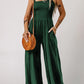 Smocked Square Neck Wide Leg Jumpsuit with Pockets - NawdeX