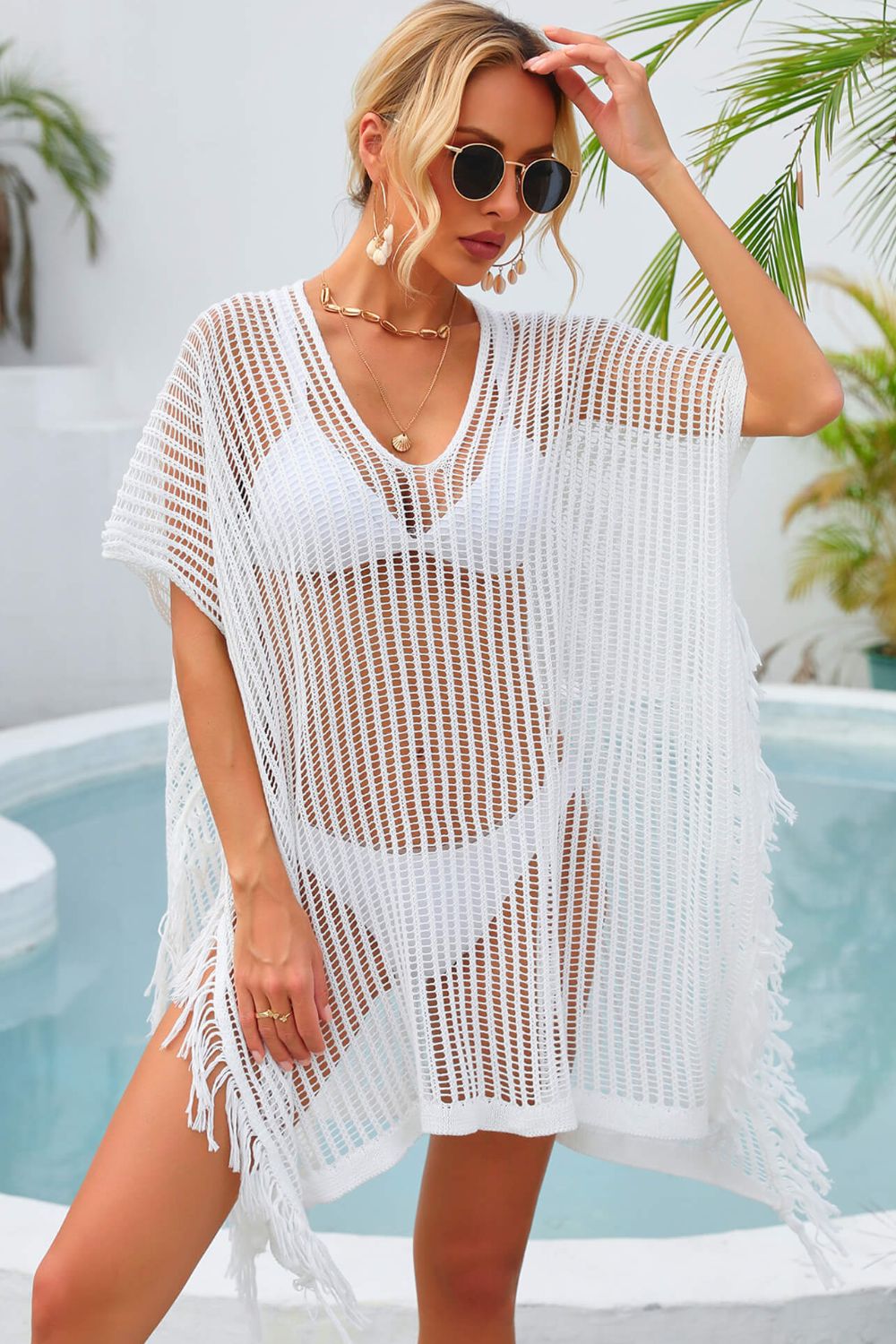 Fringe Trim Openwork Cover Up - NawdeX