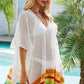 Rainbow Stripe Openwork Slit Cover-Up - NawdeX