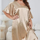 Plus Size Flutter Sleeve V-Neck Side Slit Night Gown - NawdeX