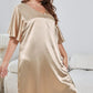 Plus Size Flutter Sleeve V-Neck Side Slit Night Gown - NawdeX